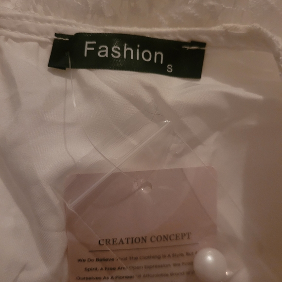 White Lace Overlay Ruffled Short Romper Jumpsuit S - Picture 8 of 8